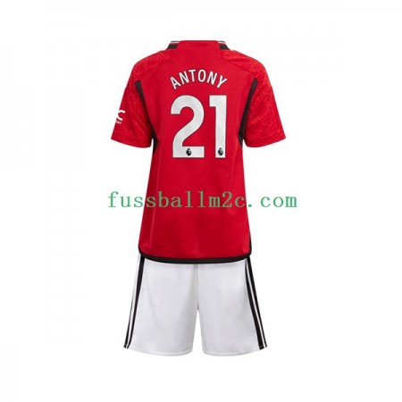 Fußballtrikots Manchester United Antony Matheus 21 Kinder Heim Trikotsatz 2023-2024